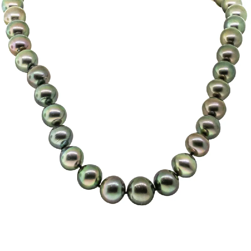 18ct Yellow Gold Tahitian Black Pearl Strand