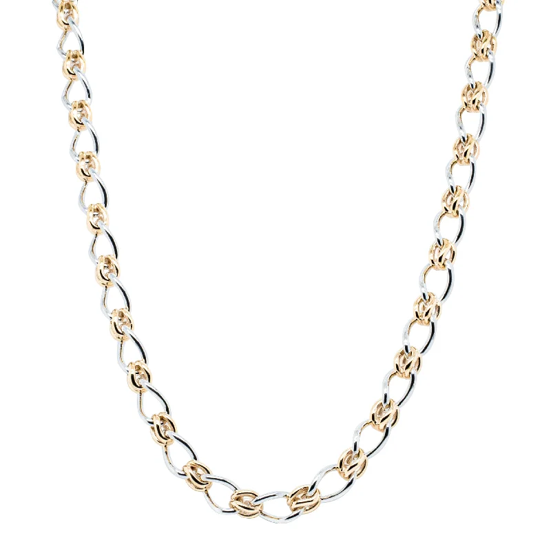 9ct Yellow Gold & Sterling Silver Twist Cable and Knot Necklace