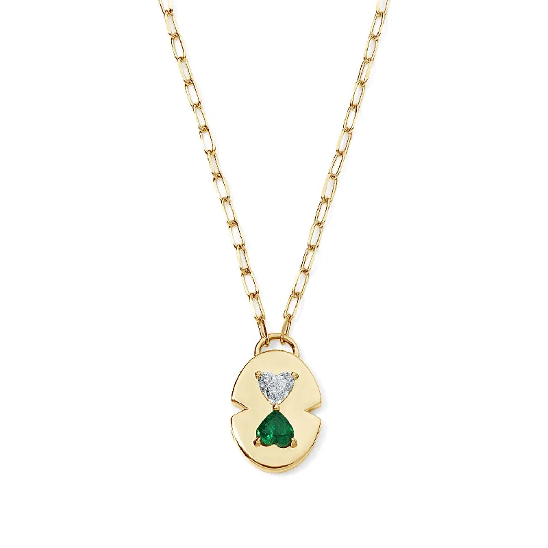 Diamond and Emerald Medallion Necklace