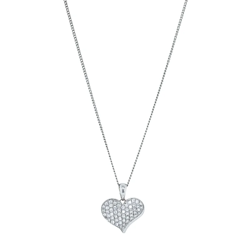 Deja Vu 18ct White Gold .50ct Diamond Heart Pendant