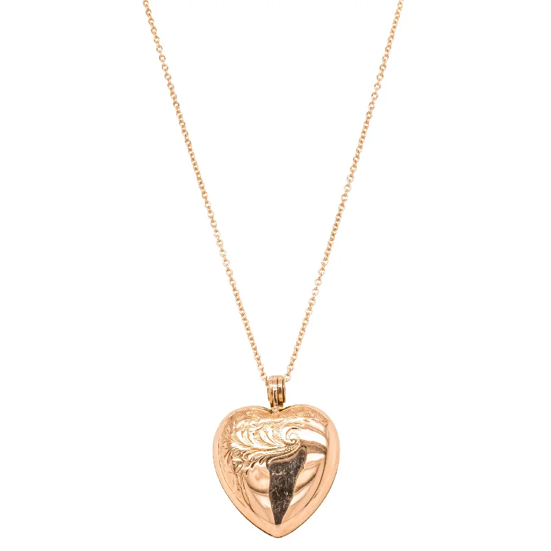 Deja Vu 9ct Rose Gold Engraving Heart Locket With Cable Chain