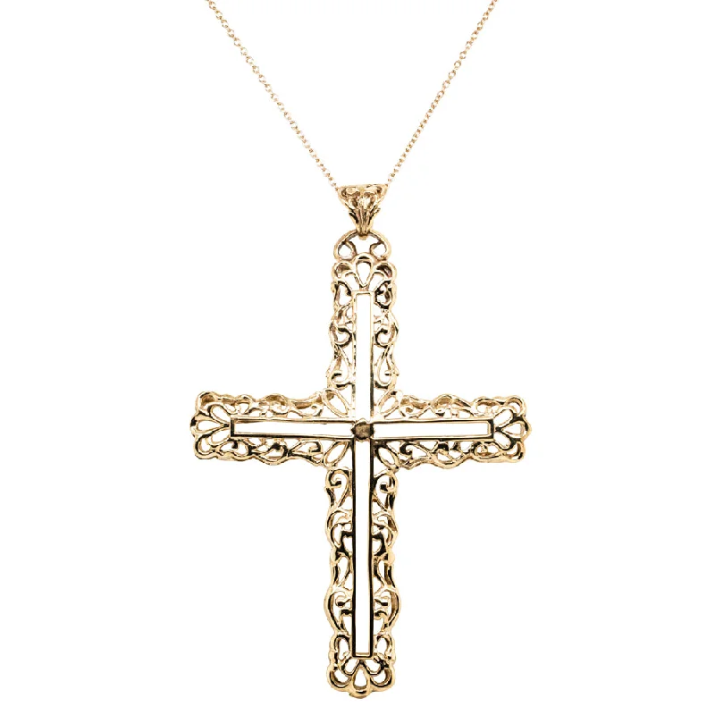 Deja Vu 9ct Yellow Gold Cross Pendant With Chain