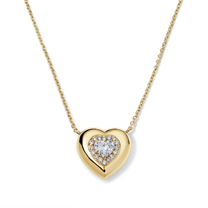 Mini Diamond Heart Button Necklace