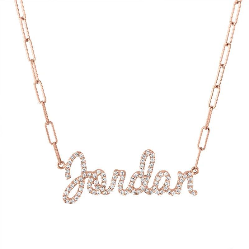 Diamond Jumbo Script Name Necklace