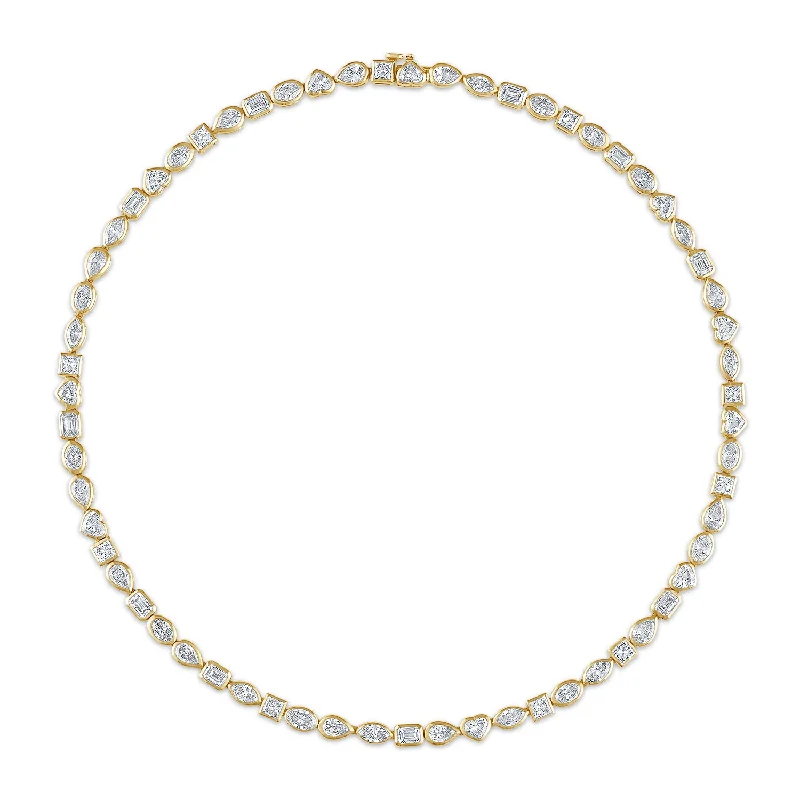 Fancy Bezel Multi Shape Tennis Necklace