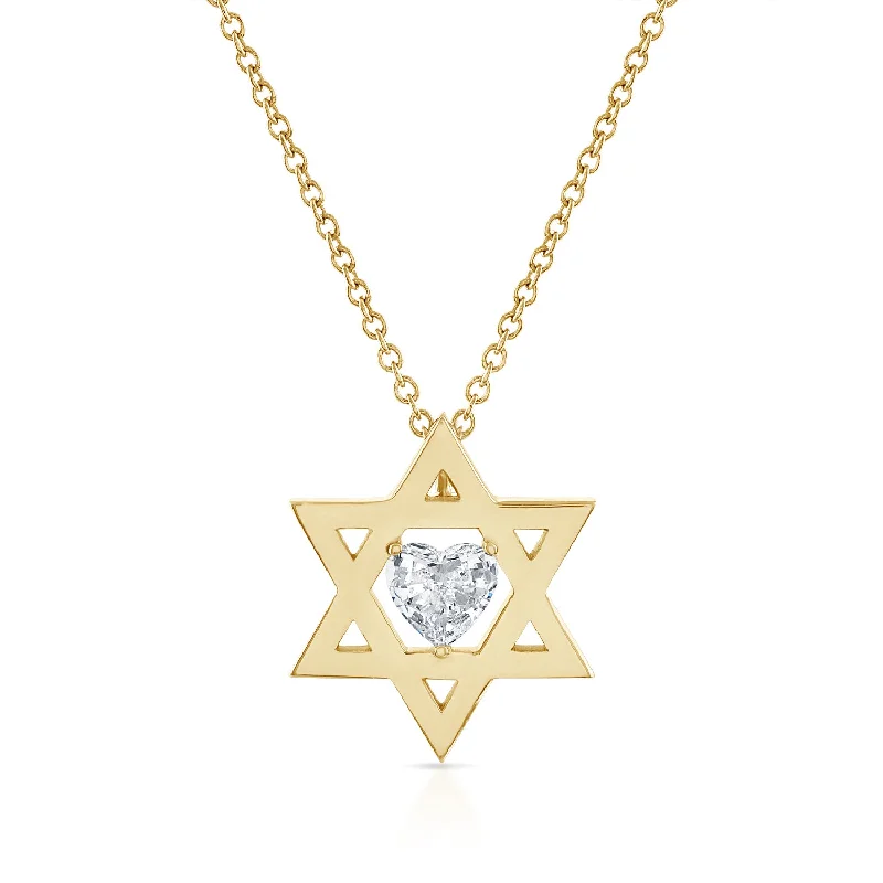 Floating Diamond Heart Star of David