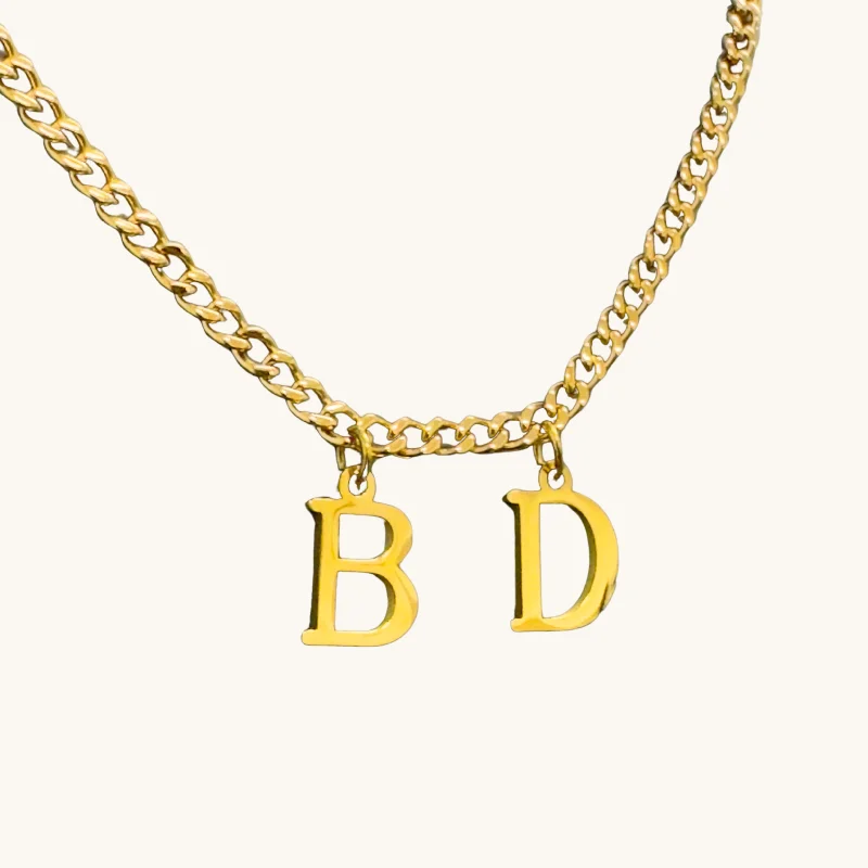 Gold Men's Multi-Initial Charm Necklace