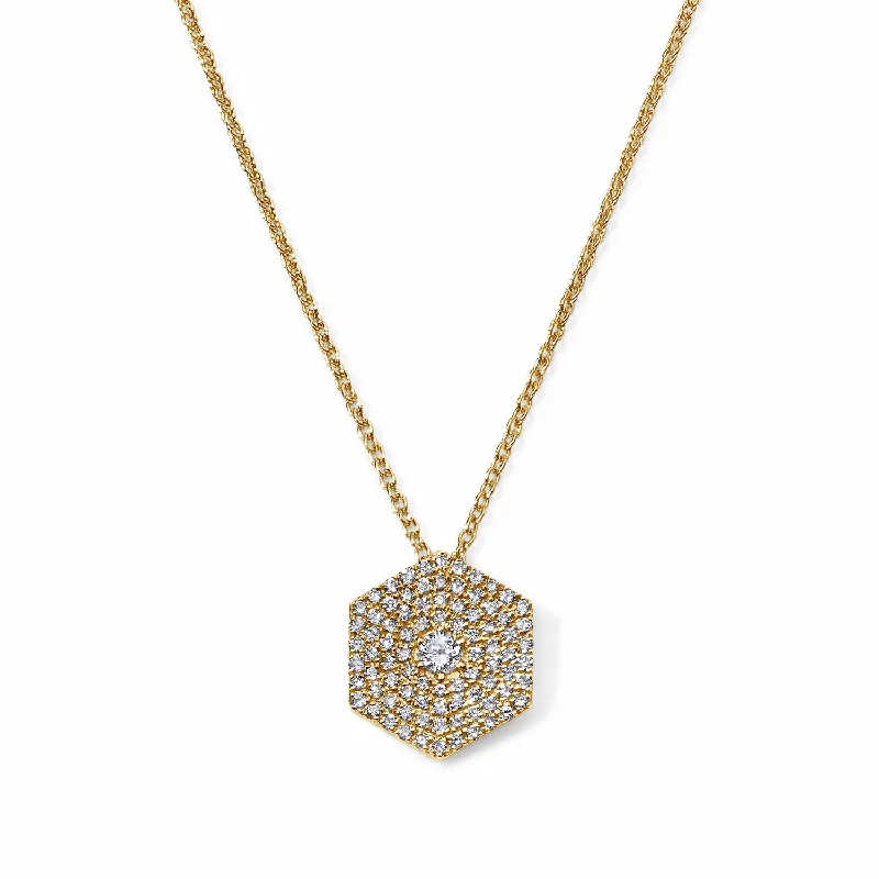 Heartfelt Gold and Diamond Hexagon Necklace