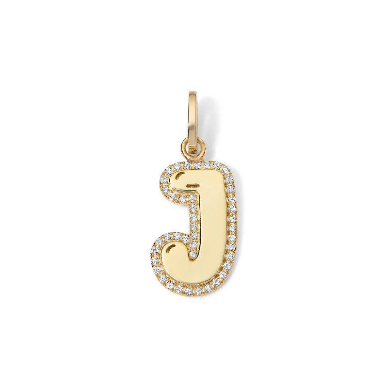 Jumbo Bubble Initial With Pave Outline Charm