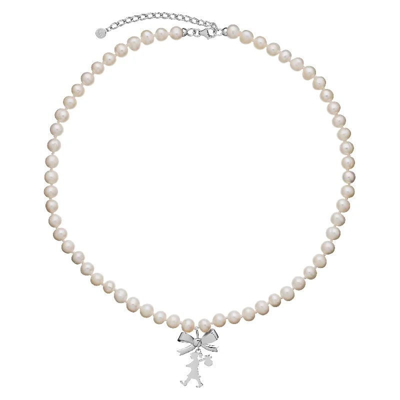 Karen Walker Pearls with Bow & Runaway Girl Necklace - Sterling Silver