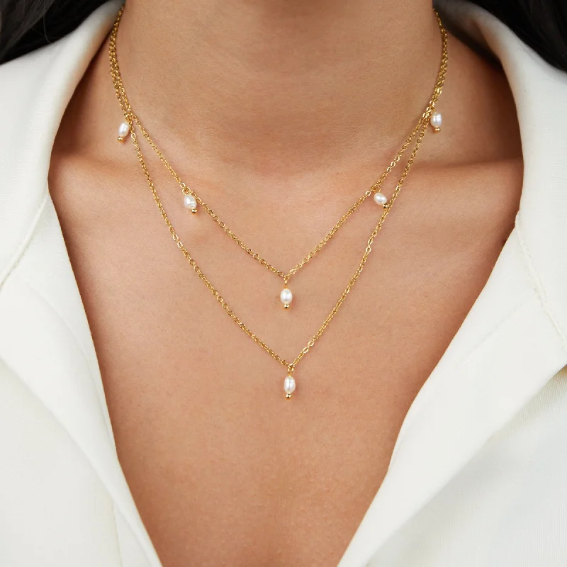 Kayla Pearl Drop Layered Necklace