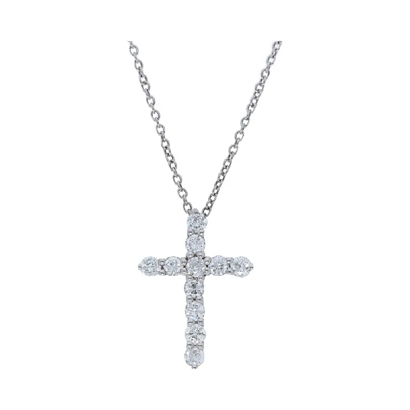 Large Prong Set Diamond Cross Pendant