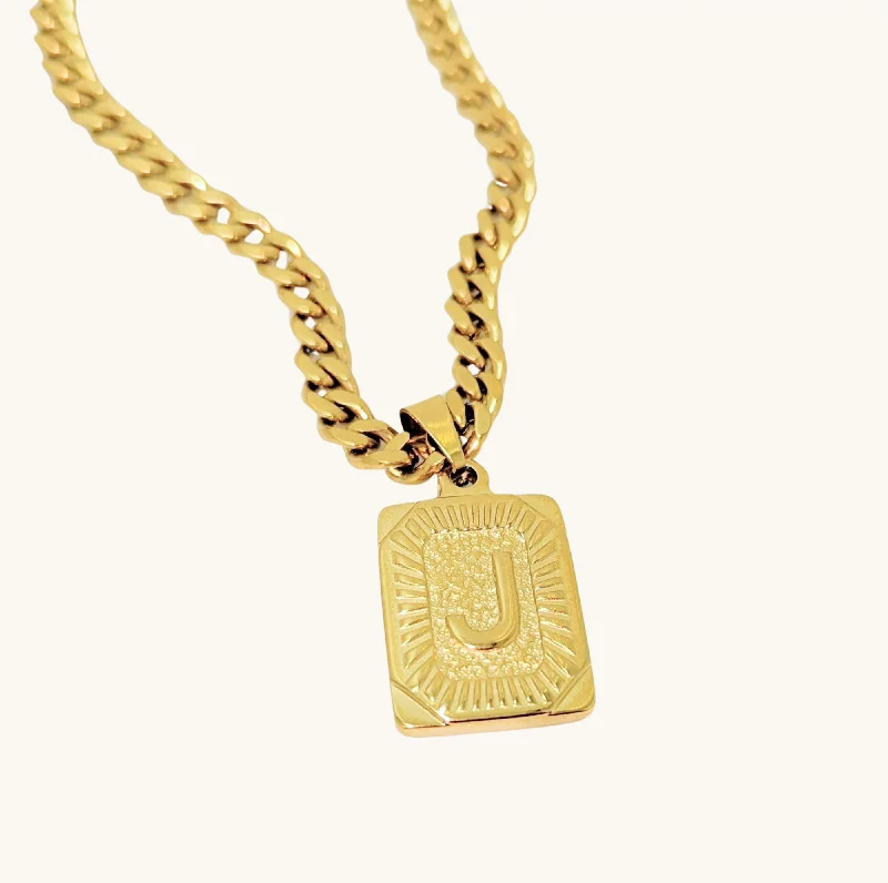 Men's Cuban Chain Initial Necklace