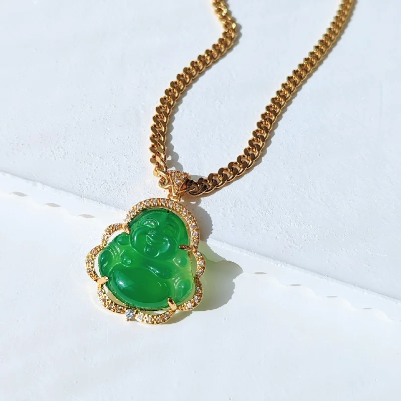 Men's Diamond Jade Buddha Necklace