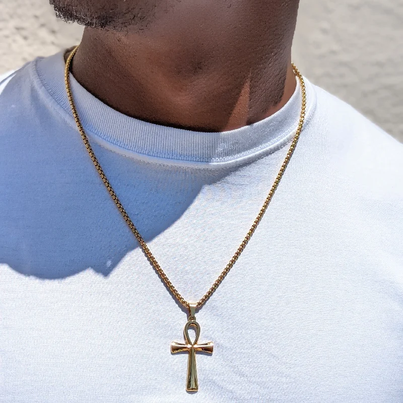 Men's Gold Ankh Necklace