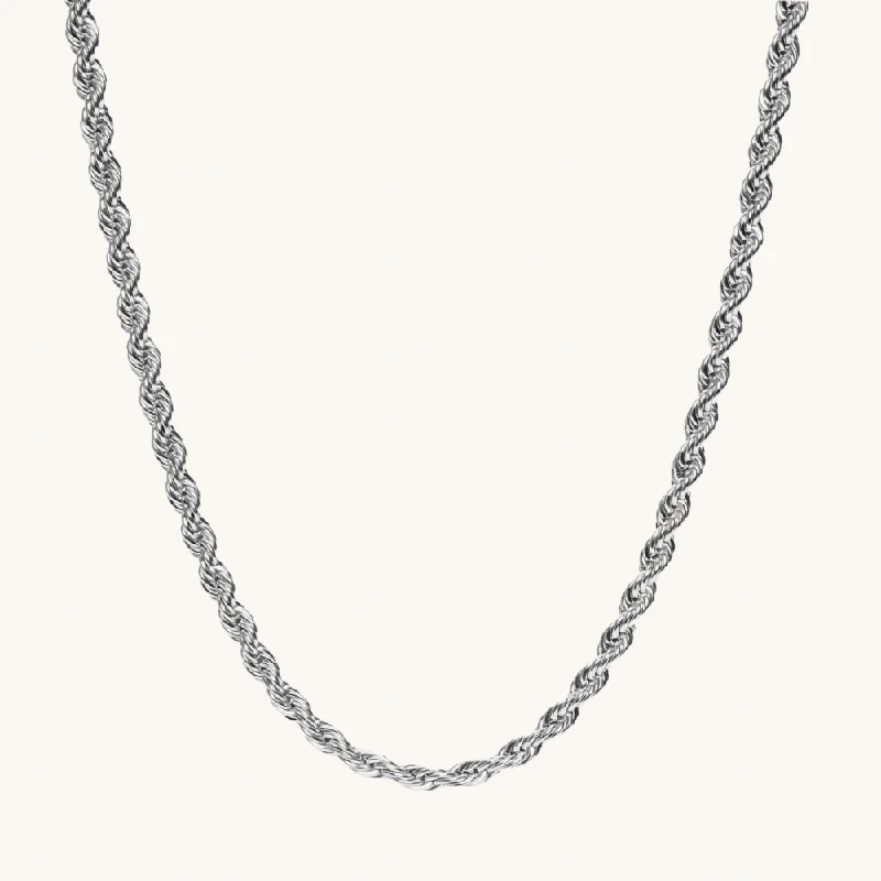 Men's Silver Rope Chain Necklace