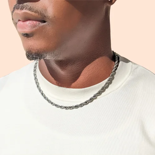 Men's Silver Rope Chain Necklace