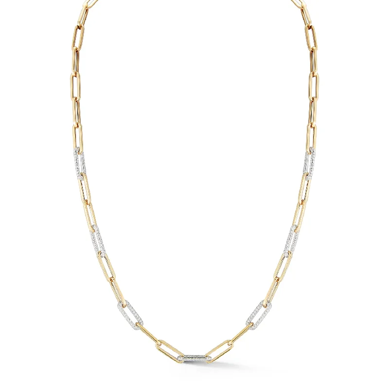 Paperclip Necklace with Diamond Links