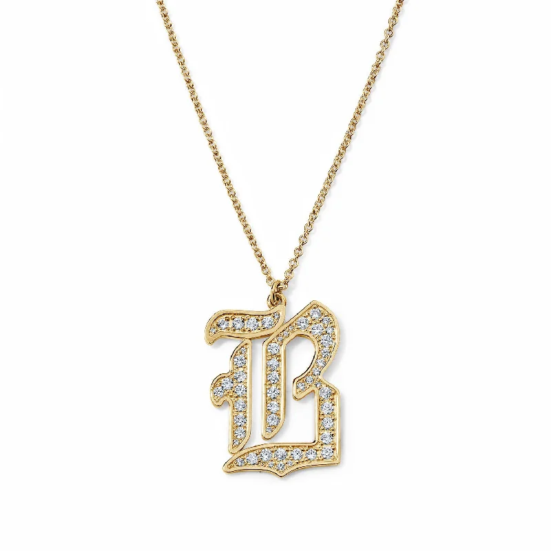 Victorian Gold and Diamond Jumbo Initial Necklace