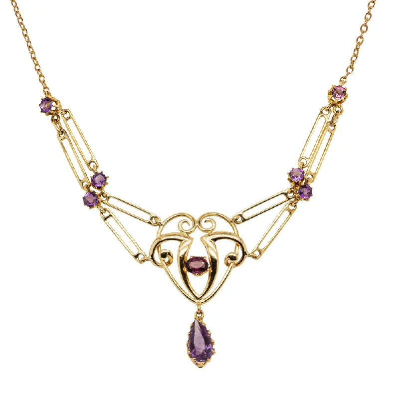 Vintage 15ct Yellow Gold Amethyst Pendant