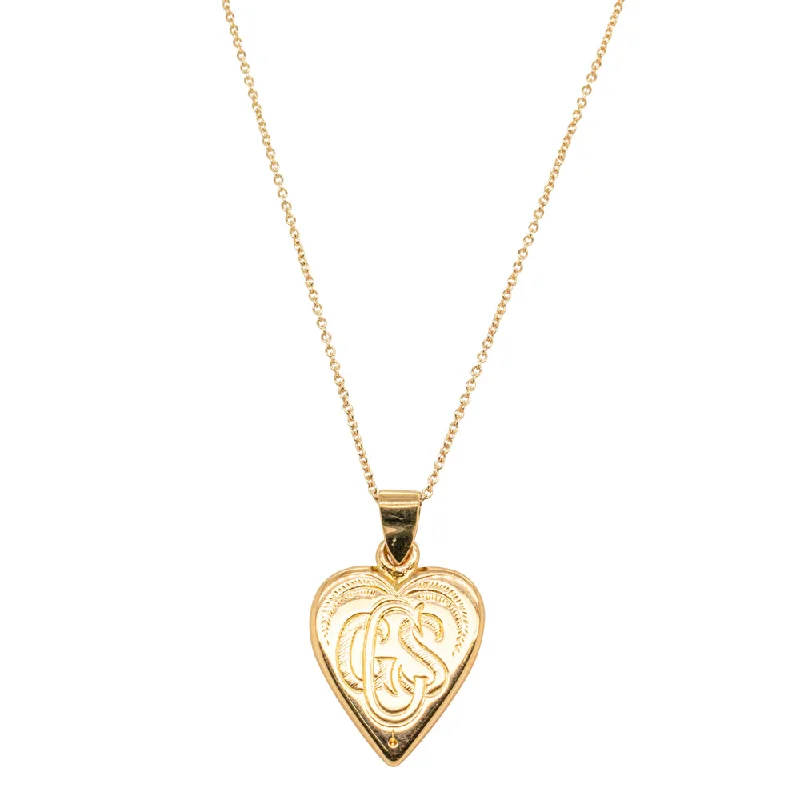 Vintage 18ct Yellow Gold Engraved Heart Pendant