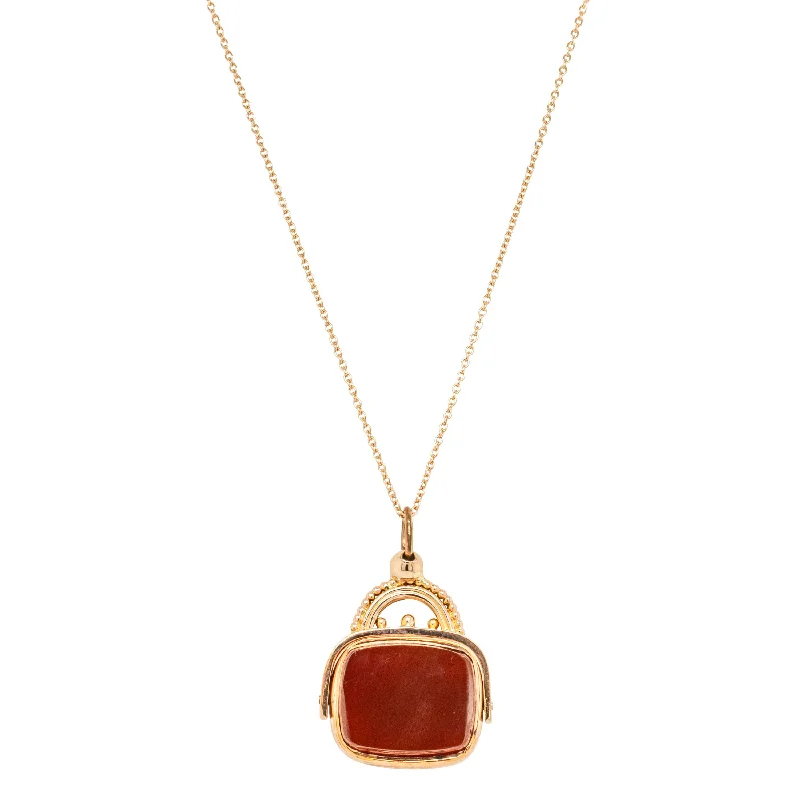 Vintage 9ct Rose Gold Carnelian Spinner Pendant