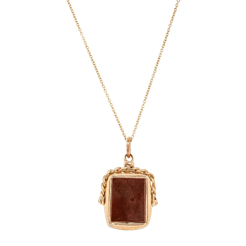 Vintage 9ct Rose Gold Carnelian Spinner Pendant