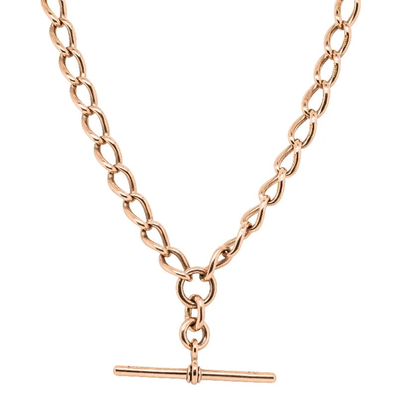 Vintage 9ct Rose Gold Curb Link Fob Chain