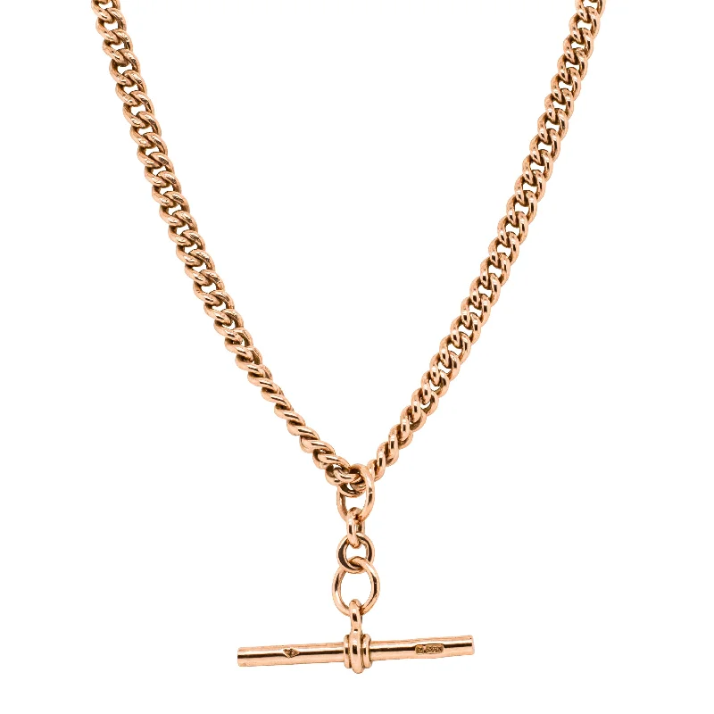 Vintage 9ct Rose Gold Curb Link Fob Chain