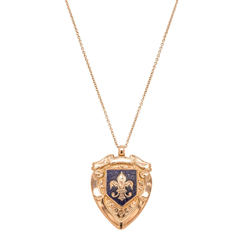 Vintage 9ct Rose Gold Enamel Shield Pendant