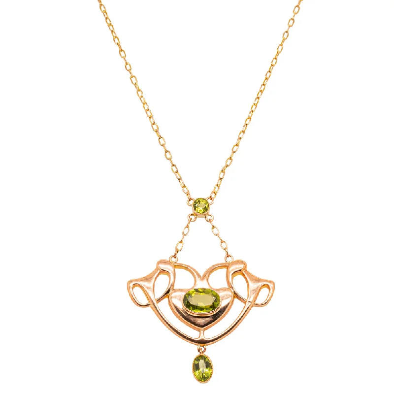 Vintage 9ct Yellow Gold Edwardian Peridot Pendant