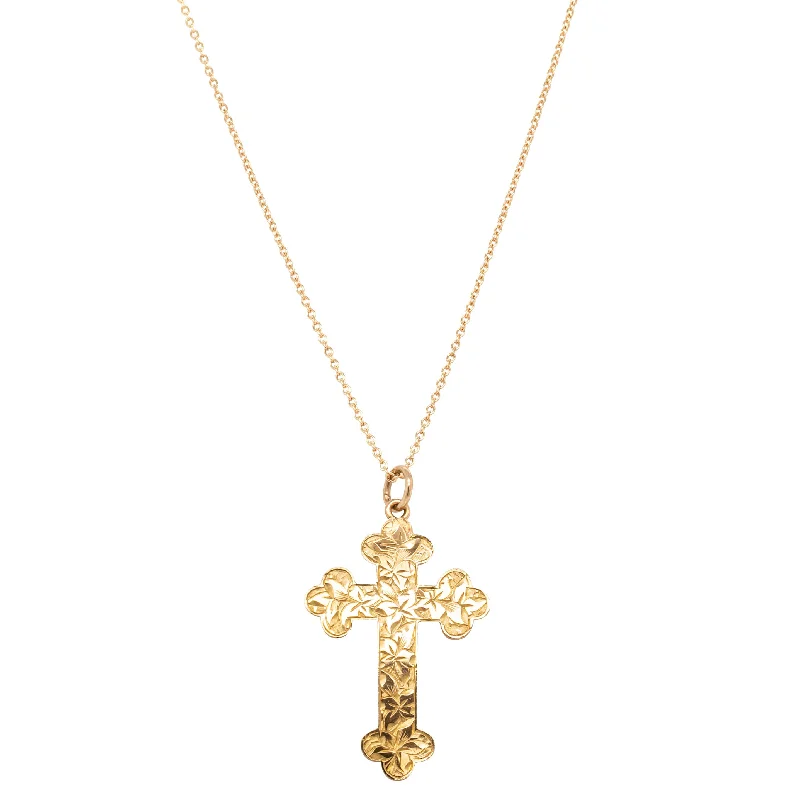 Vintage 9ct Rose Gold Engraved Cross Pendant