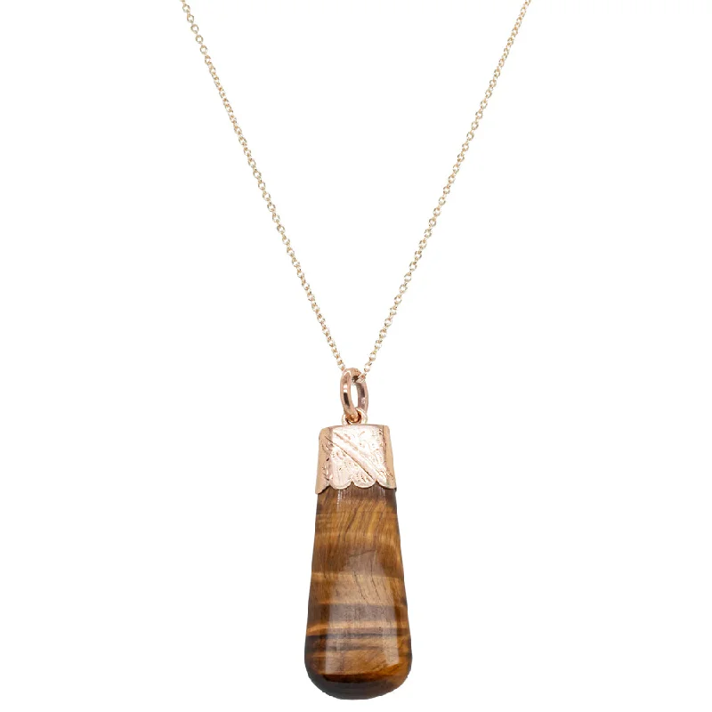 Vintage 9ct Yellow Gold Tiger's Eye Pendant