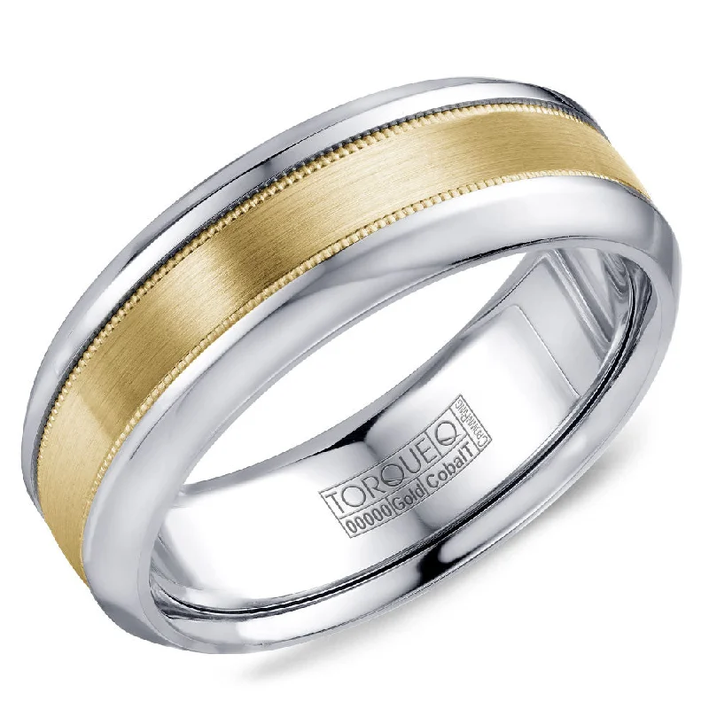 Torque Cobalt & Gold Collection 7.5MM Wedding Band with Yellow Gold Center CW109MY75