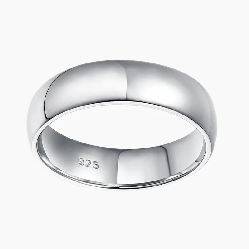 6mm Sterling Silver Men's Pure Dome Wedding Ring