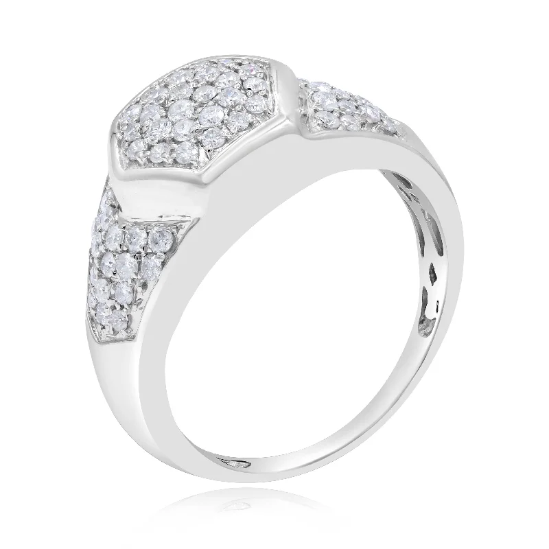 0.92ct Diamond Men's Ring set in 14KT White Gold / FRR5394