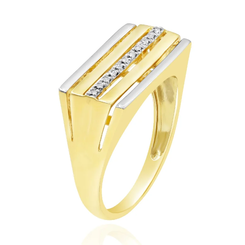 0.06ct Diamond Men's Ring set in 14KT Yellow and White Gold / R1031379