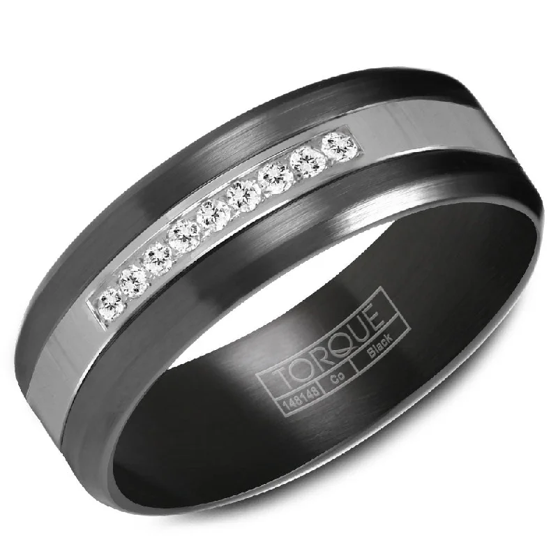 Torque Black Cobalt Collection 7MM Wedding Band with 9 Diamonds CBB-2131