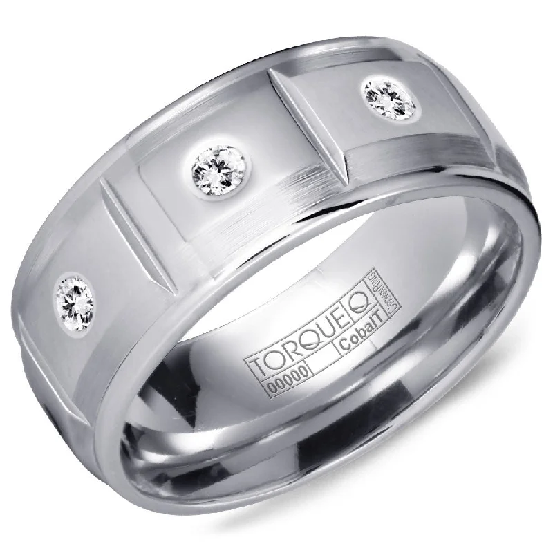 Torque Cobalt Collection 9MM Wedding Band with 3 Diamonds CB-2128