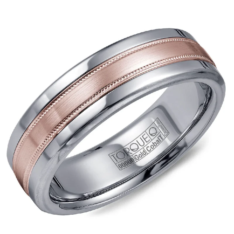 Torque Cobalt & Gold Collection 6MM Wedding Band with Rose Gold Center CW020MR6