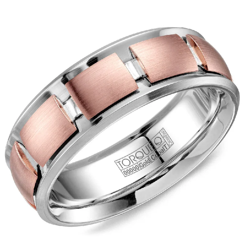 Torque Cobalt & Gold Collection 7.5MM Wedding Band with Rose Gold Center CW116MR75