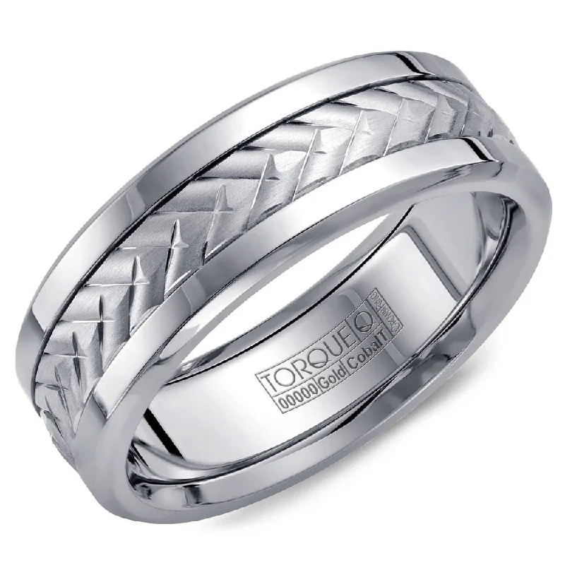 Torque Cobalt & Gold Collection 7.5MM Wedding Band with White Gold Center CW007MW75