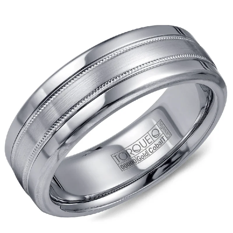 Torque Cobalt & Gold Collection 7.5MM Wedding Band with White Gold Center CW020MW75