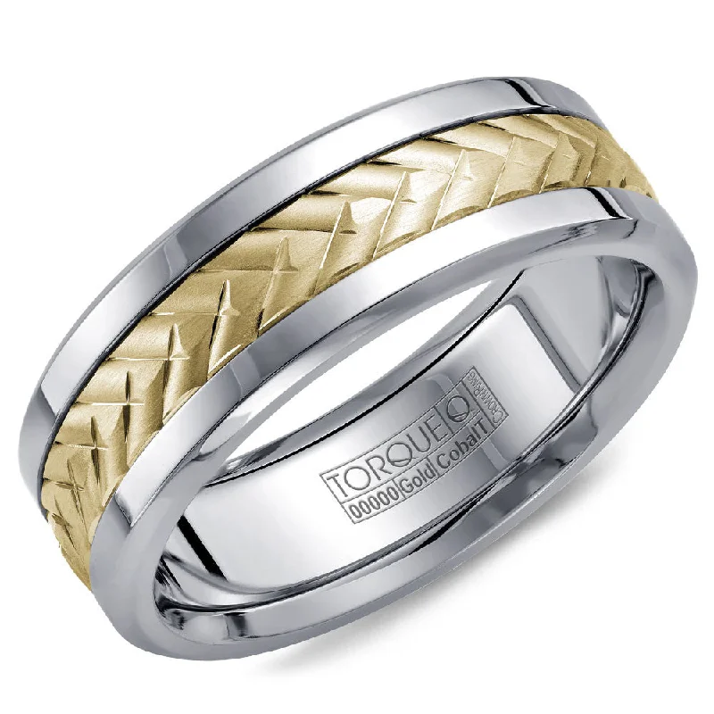 Torque Cobalt & Gold Collection 7.5MM Wedding Band with Yellow Gold Center CW007MY75