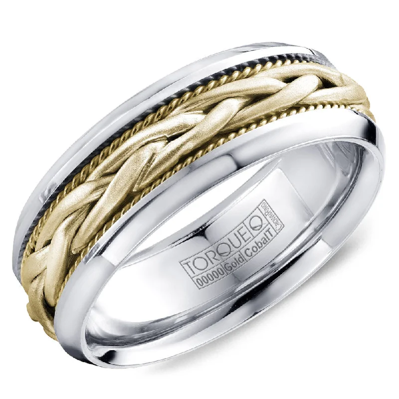 Torque Cobalt & Gold Collection 7.5MM Wedding Band with Yellow Gold Center CW019MYY75