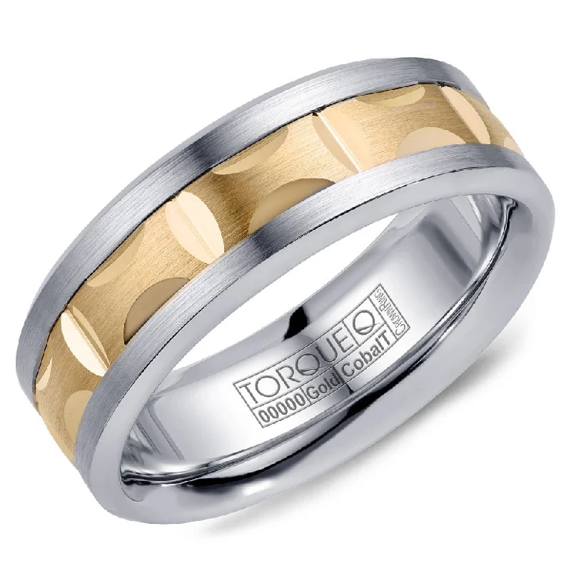 Torque Cobalt & Gold Collection 7.5MM Wedding Band with Yellow Gold Center CW101MY75