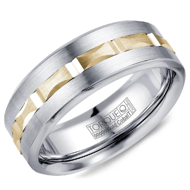 Torque Cobalt & Gold Collection 7.5MM Wedding Band with Yellow Gold Center CW104MY75