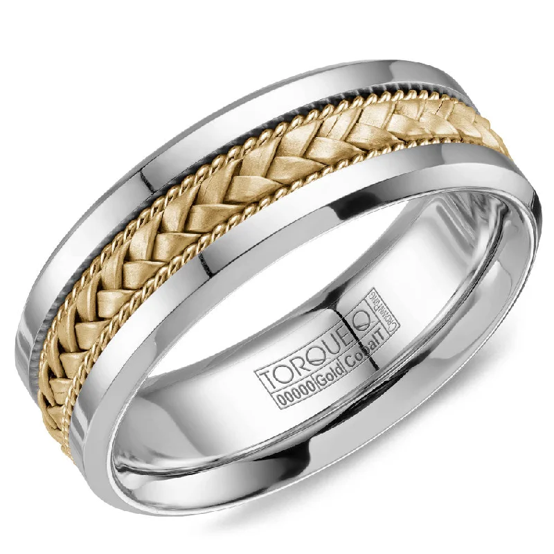 Torque Cobalt & Gold Collection 7.5MM Wedding Band with Yellow Gold Center CW110MY75