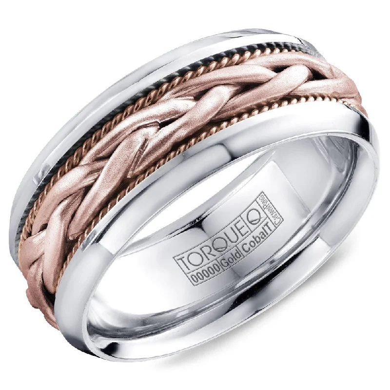 Torque Cobalt & Gold Collection 9MM Wedding Band with Rose Gold Center CW019MRR9