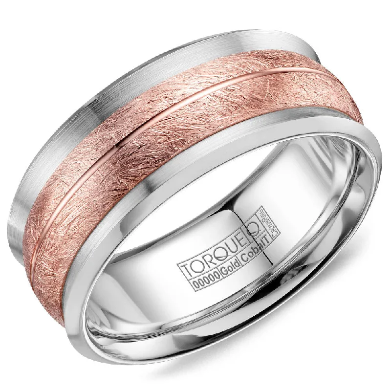 Torque Cobalt & Gold Collection 9MM Wedding Band with Rose Gold Center CW114MR9